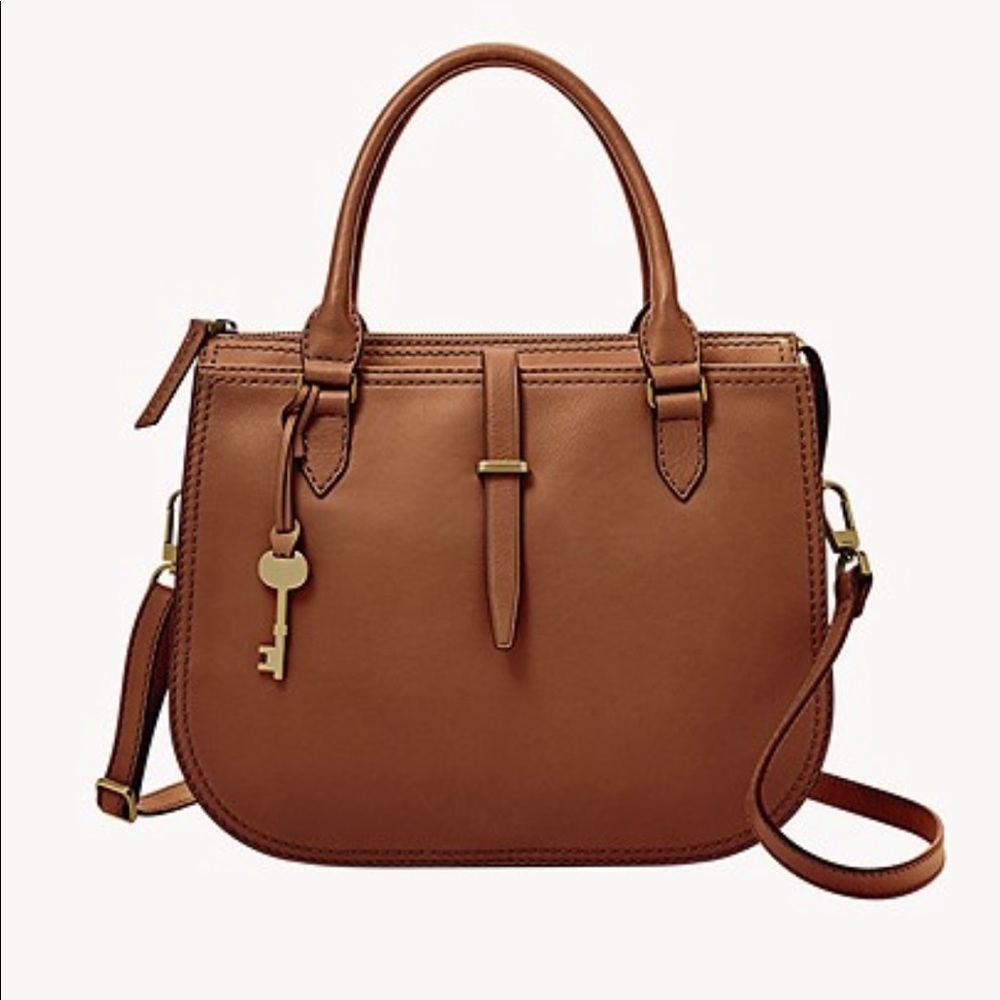 Fossil Ryder Satchel in brown leather. Like New Excellent condition.